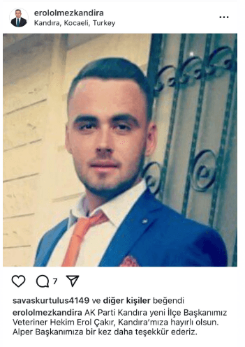 AK Parti Kandıra ilçe başkanı Erol Çakır oldu.