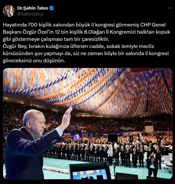 Talus’tan Özgür Özel’e Sert Yanıt: “Tam Bir Çaresizlik”