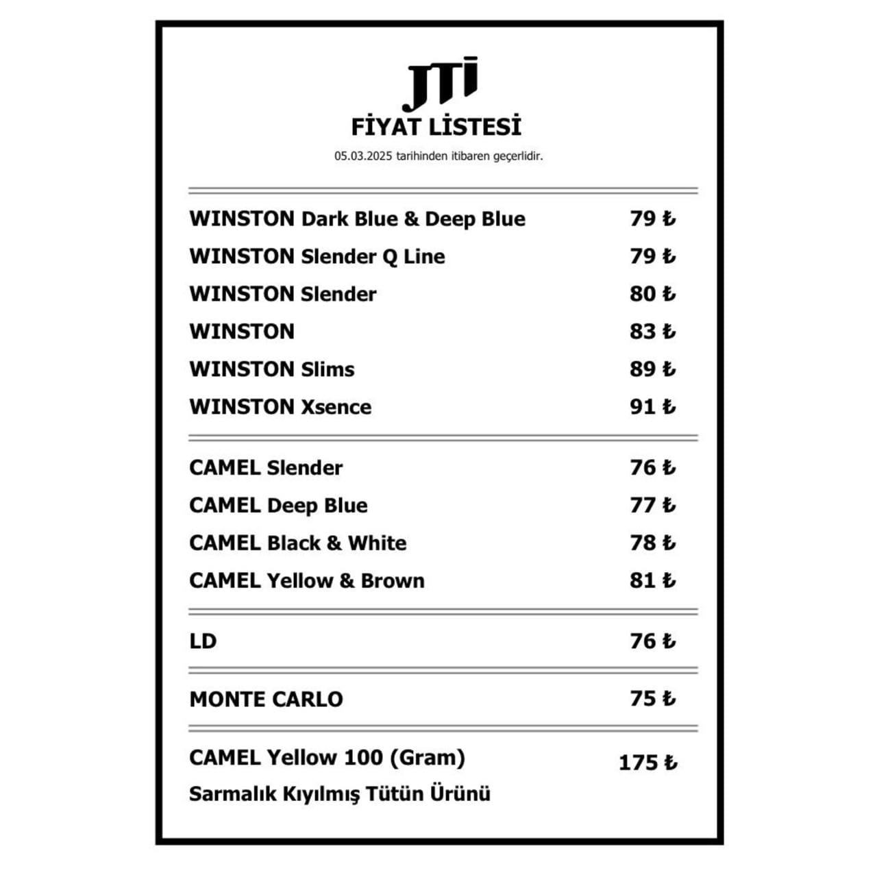 Bir sigara grubuna zam