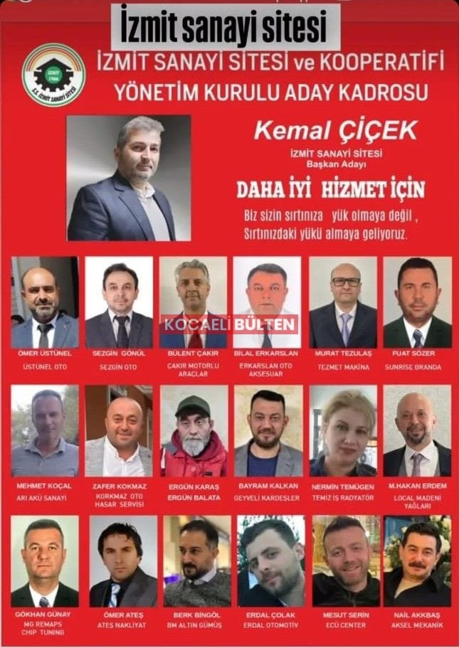 İzmit Sanayi Sitesi'nde aday listeleri duyuruldu