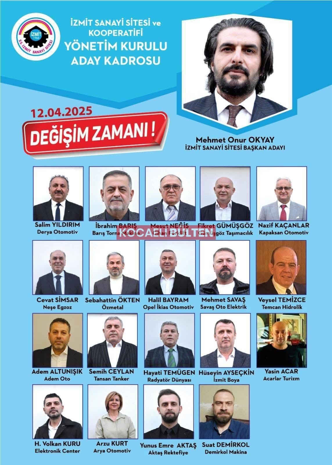 İzmit Sanayi Sitesi'nde aday listeleri duyuruldu