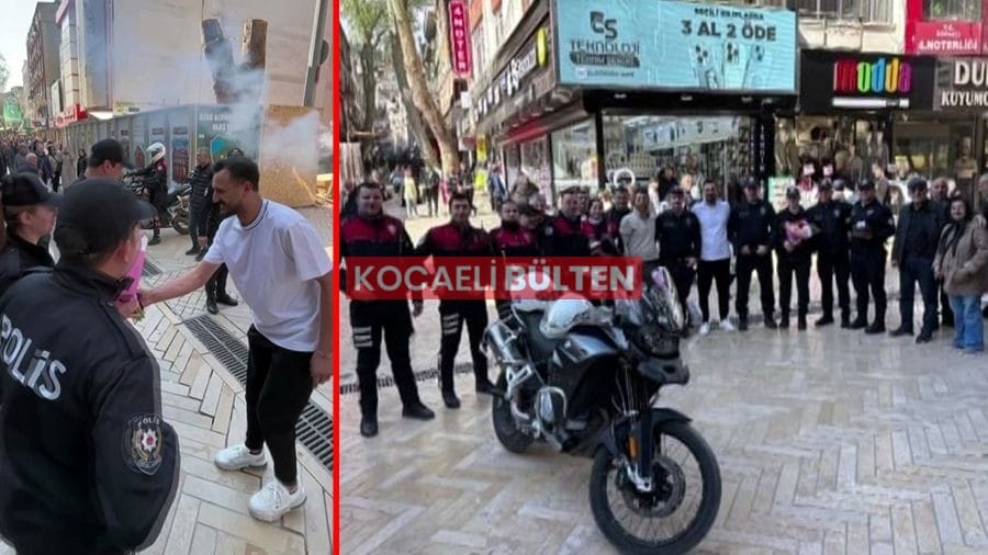 Kavga Değil Kutlama! İzmit’te Polise Sürpriz Anlar